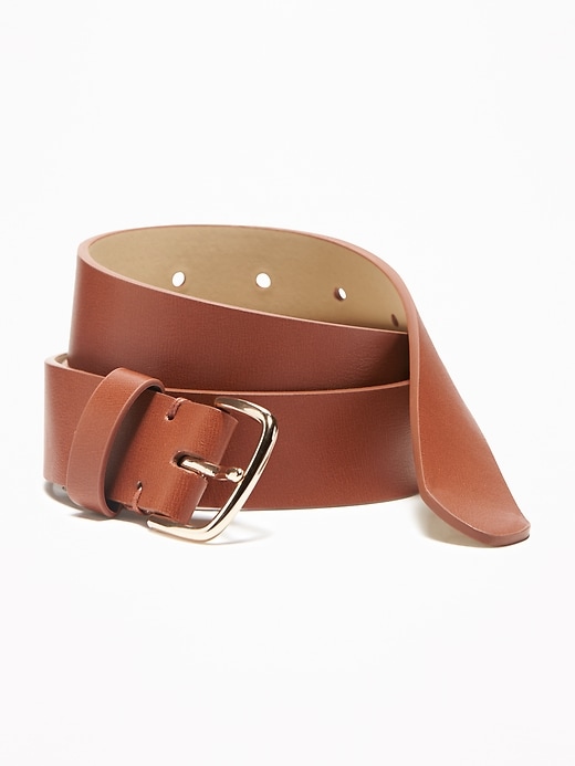 View large product image 1 of 1. Faux-Leather Belt For Women (1 1/4")