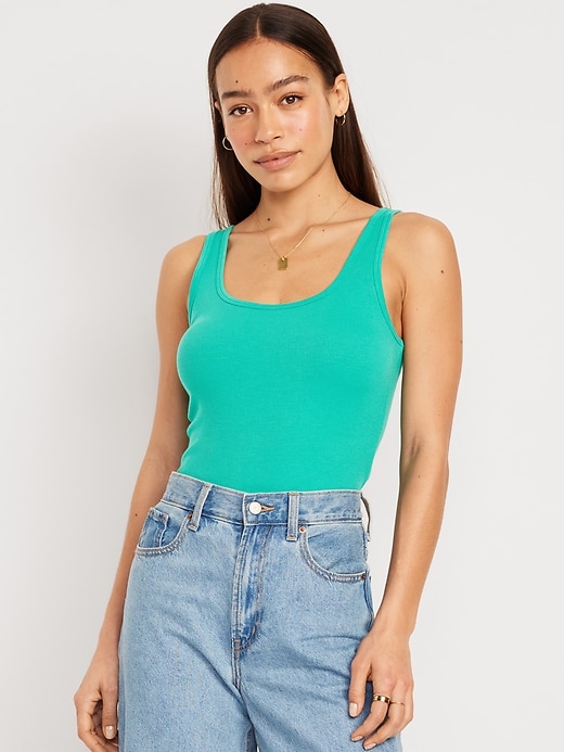 Image number 1 showing, First-Layer Rib-Knit Tank Top