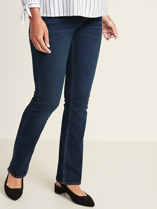 View large product image 1 of 3. Maternity Front-Low Panel Boot-Cut Jeans